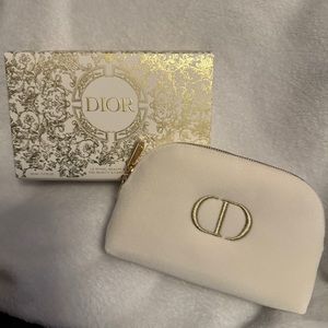 Luxury Dior Velvet Cream Makeup Pouch With Gift Box